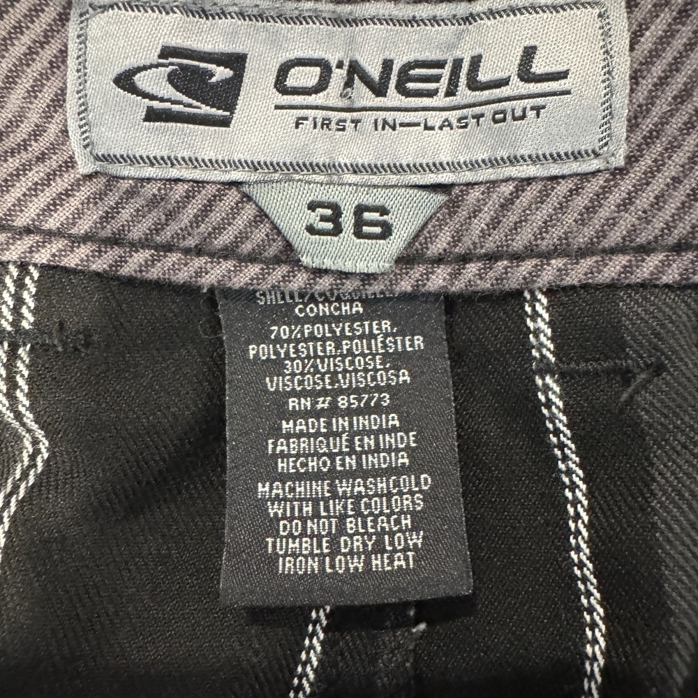 O'Neill Men's Plaid Shorts Black 36x9 Flat Front Casual Skate Streetwear Logo - Picture 4 of 6